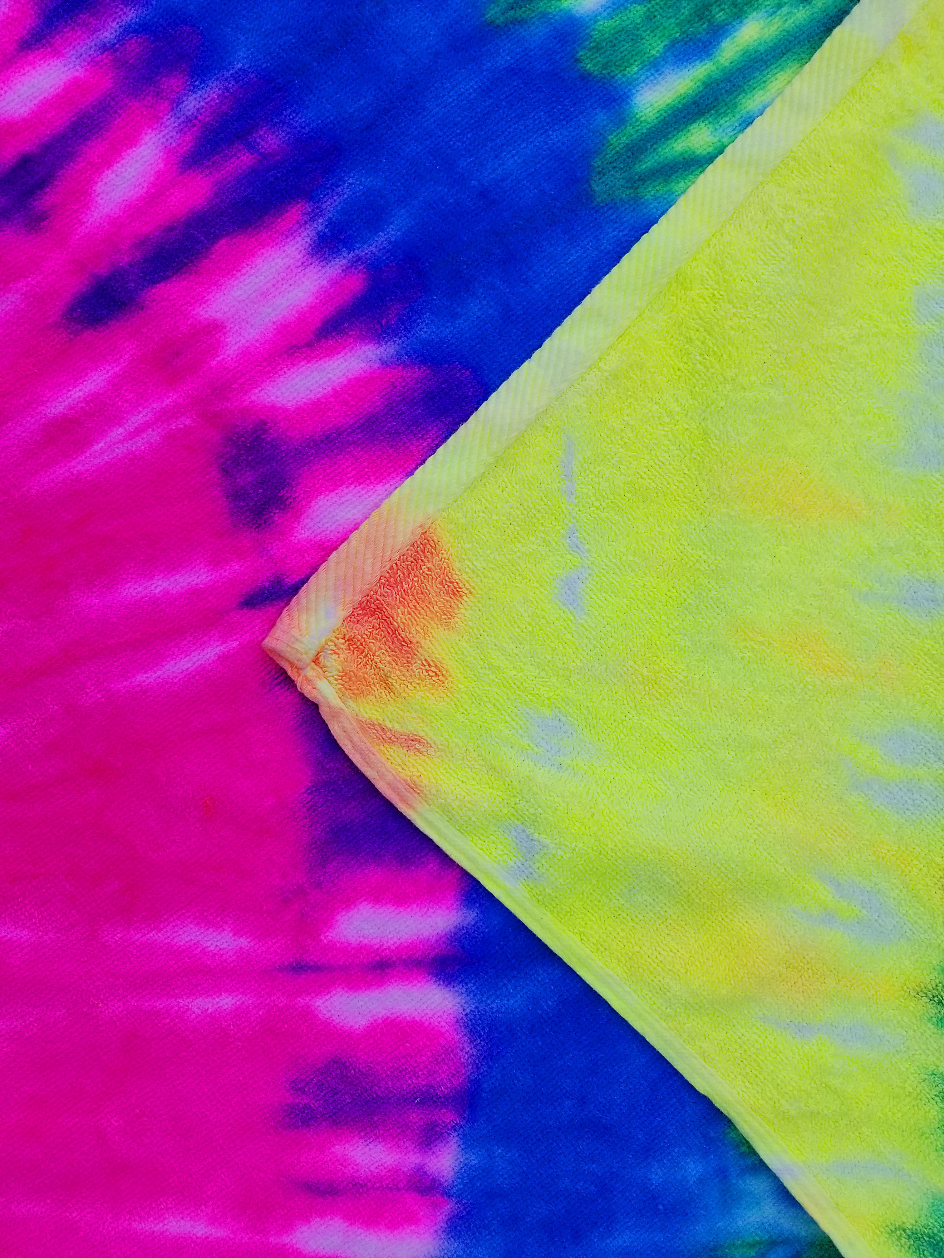 30x60 Terry Beach Towels Cotton Velour Tie Dye, 11.5